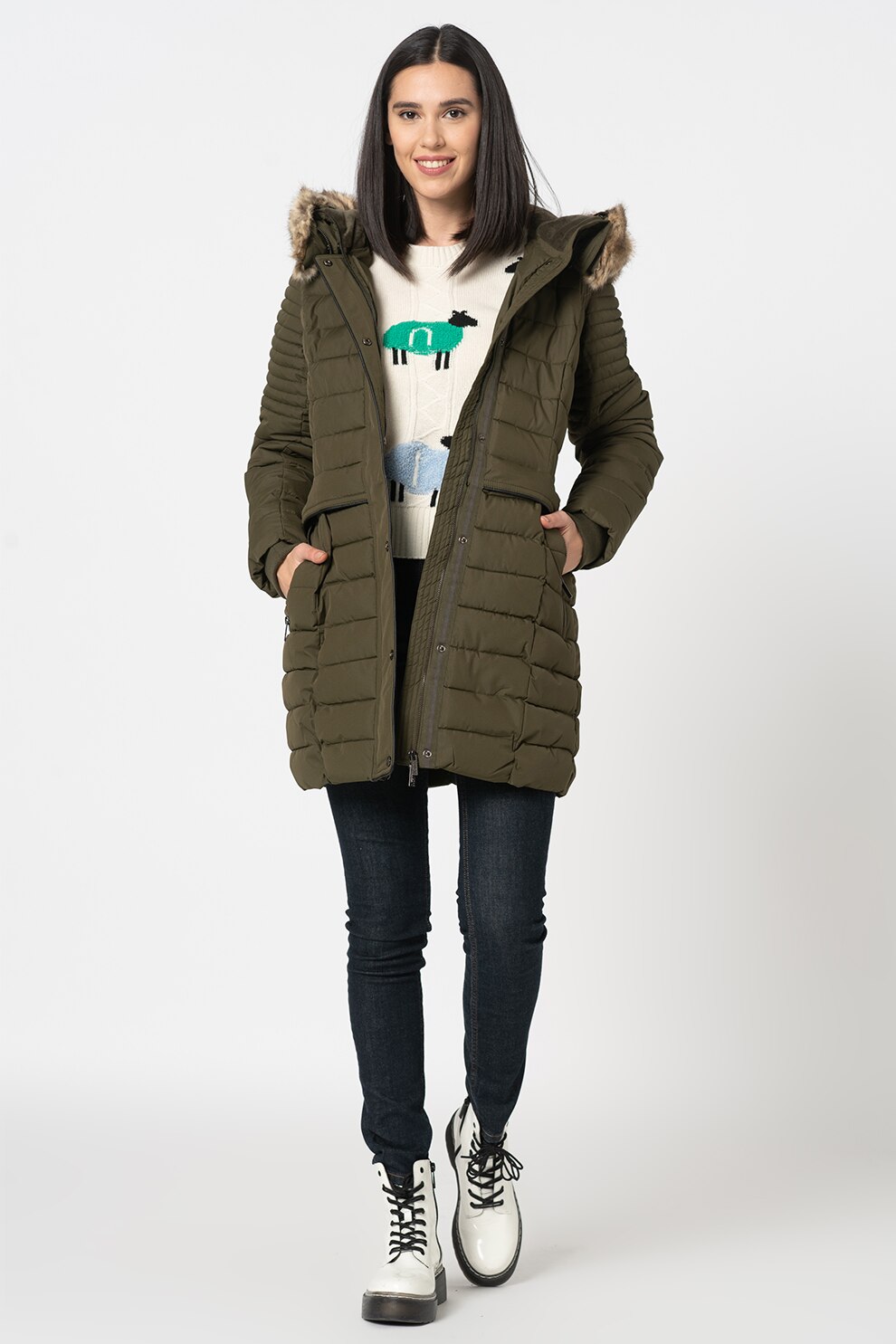 Geographical Norway, Geaca cu vatelina Charlize, Verde militar