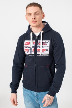Geographical Norway, Hanorac cu fermoar si logo Ginam, Bleumarin Geographical Norway, Hanorac cu fermoar si logo Ginam, Bleumarin