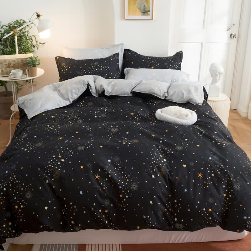 Set lenjerie de pat dublu, bumbac satinat, 4 piese, Casa de Vis, A50-495