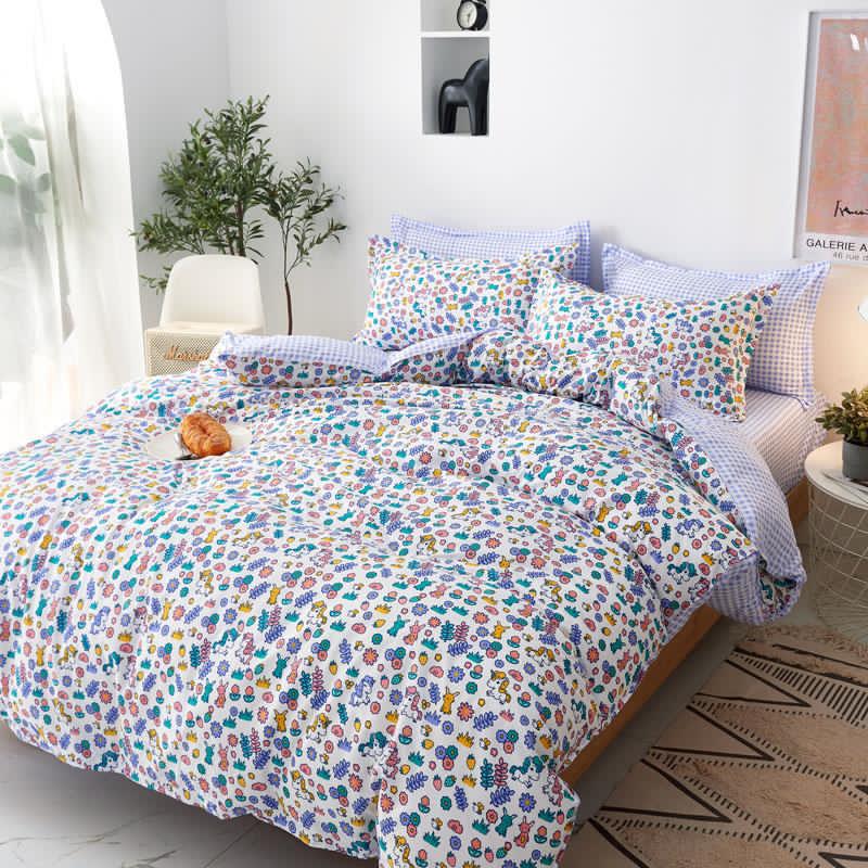 Set lenjerie de pat dublu, bumbac satinat, 4 piese, Casa de Vis, A50-498