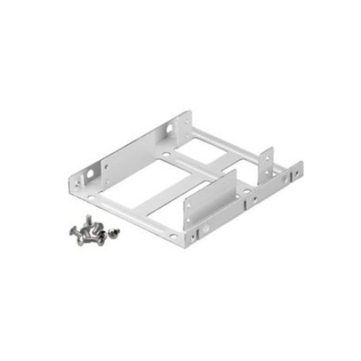 Adaptor fixare 2x HDD/SSD 2.5 Inch in bay de 3.5 Inch, argintiu