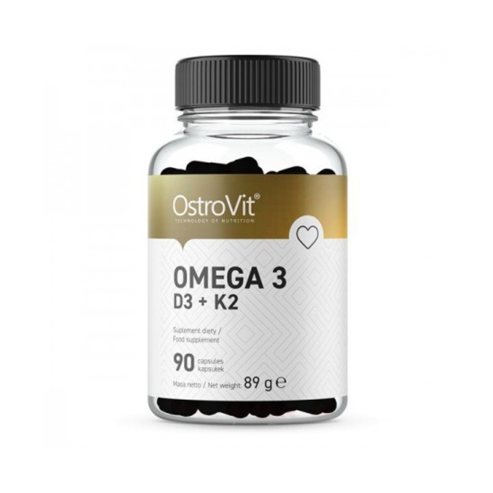 OstroVit Omega 3, Vitminele D3 + K2 90 kapszula