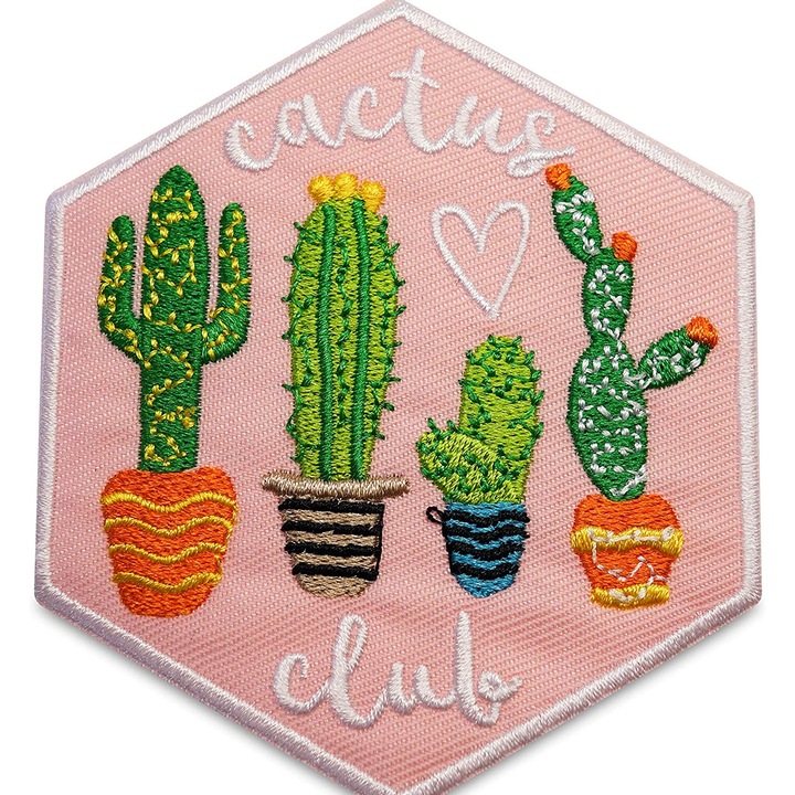 Petic textil / patch brodat cactus club 7.6x8.5 cm