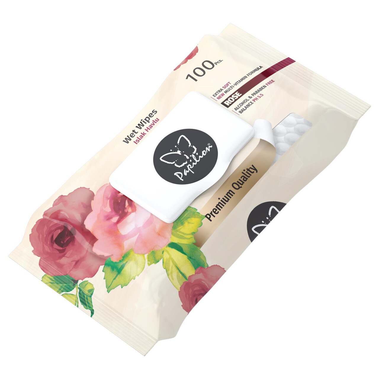 Servetele umede bebelusi, Papilion Rose cu capac, 100 buc