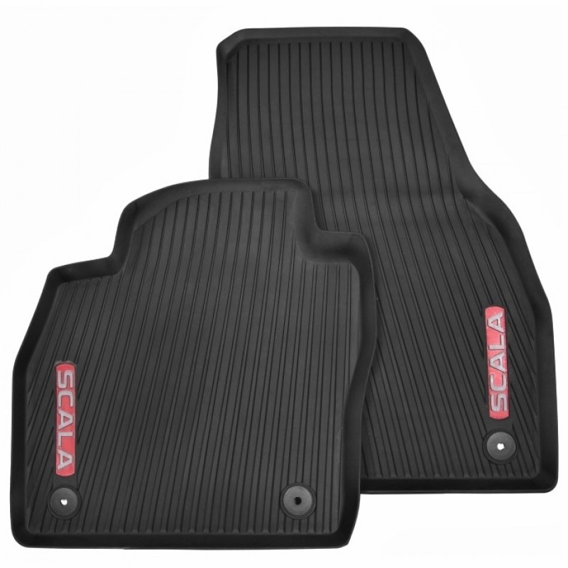 Set 2 covorase de cauciuc, originale Skoda Scala 2019->, set fata, Negru/Rosu