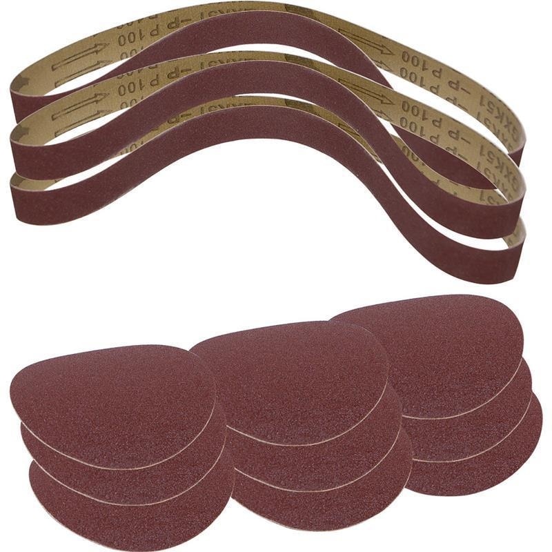 Set benzi si discuri abrazive pentru masina de slefuit BTS700 Scheppach SCH3903301707, 12 piese