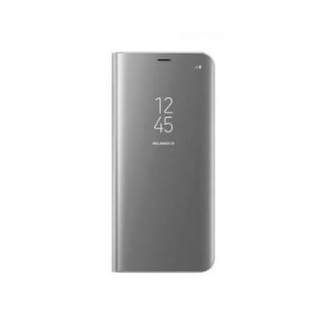 Husa Carte Clear View pentru Samsung Galaxy A12, Functie Stand, Argintiu