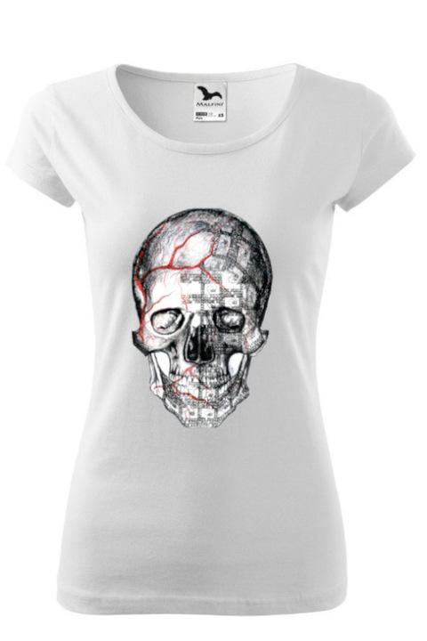 Tricou imprimat, ColourSense, model abstract 6, dama, bumbac, Alb
