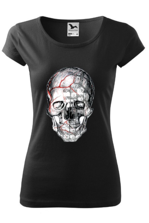 Tricou imprimat, ColourSense, model abstract 6, dama, bumbac, Negru