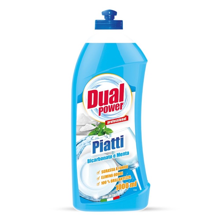 Detergent vase Dual Power Bicarbonat si menta 1000 ml - manual