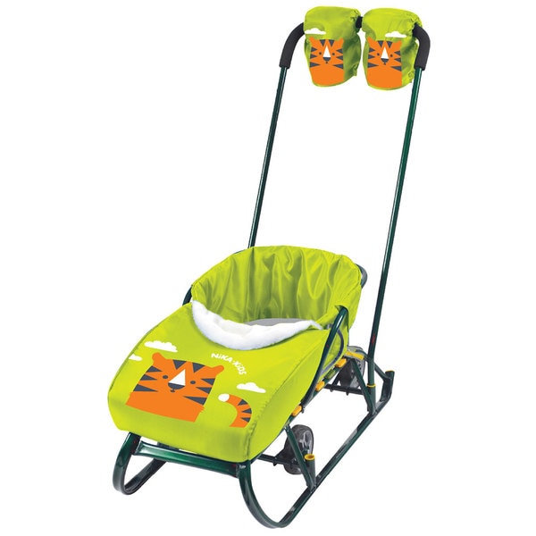 Set husa si manusi pentru sanie pui de tigru, Verde