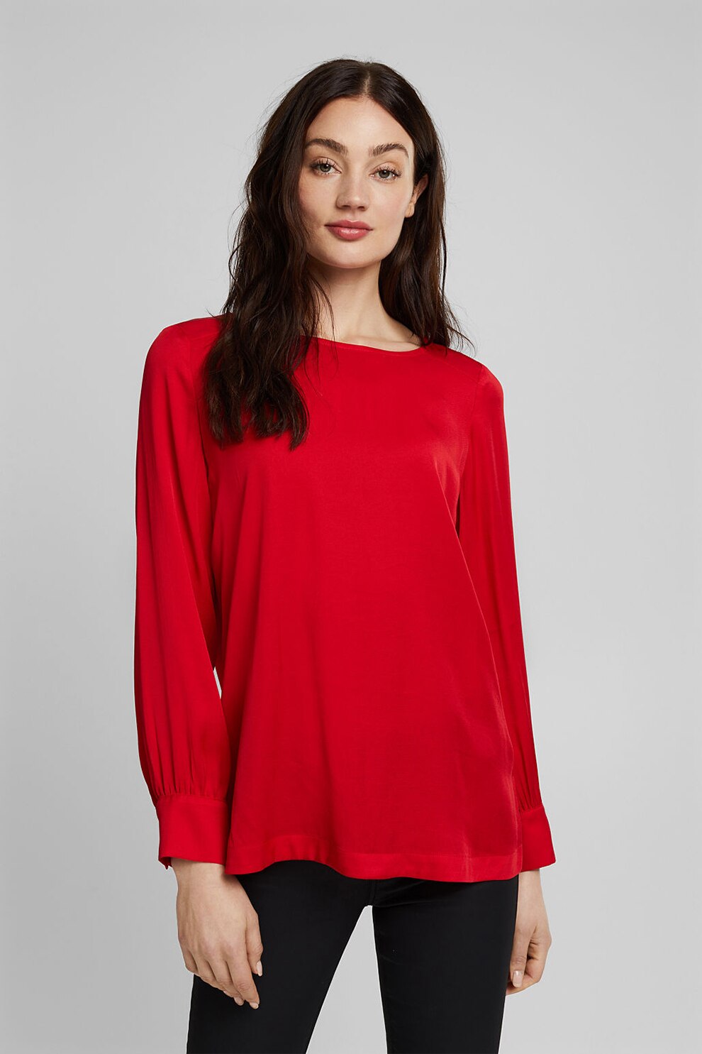 Esprit, Bluza vaporoasa cu decolteu barcuta, Rosu