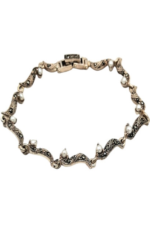 Bratara Argint 925 cu perle naturale si pietre de markasit
