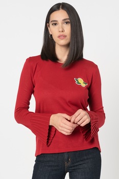 Zabaione, Pulover cu maneci evazate cu pliuri, Rosu inchis Zabaione, Pulover cu maneci evazate cu pliuri, Rosu inchis