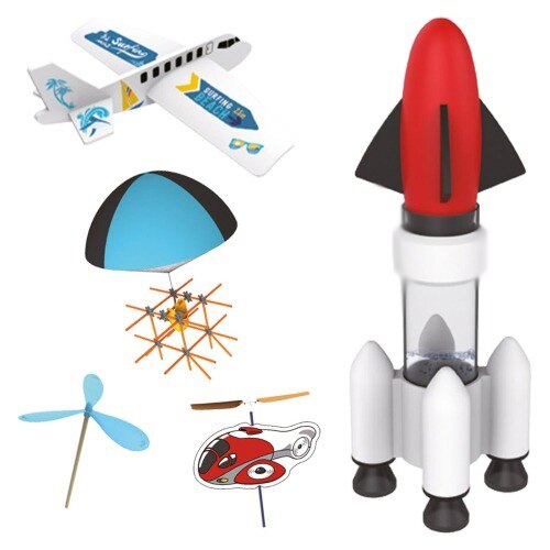 Set de constructie Imaginarium Aero Science Combo pentru 5 aparate de zbor, joc stiintific de montaj si experimentare metoda STEAM