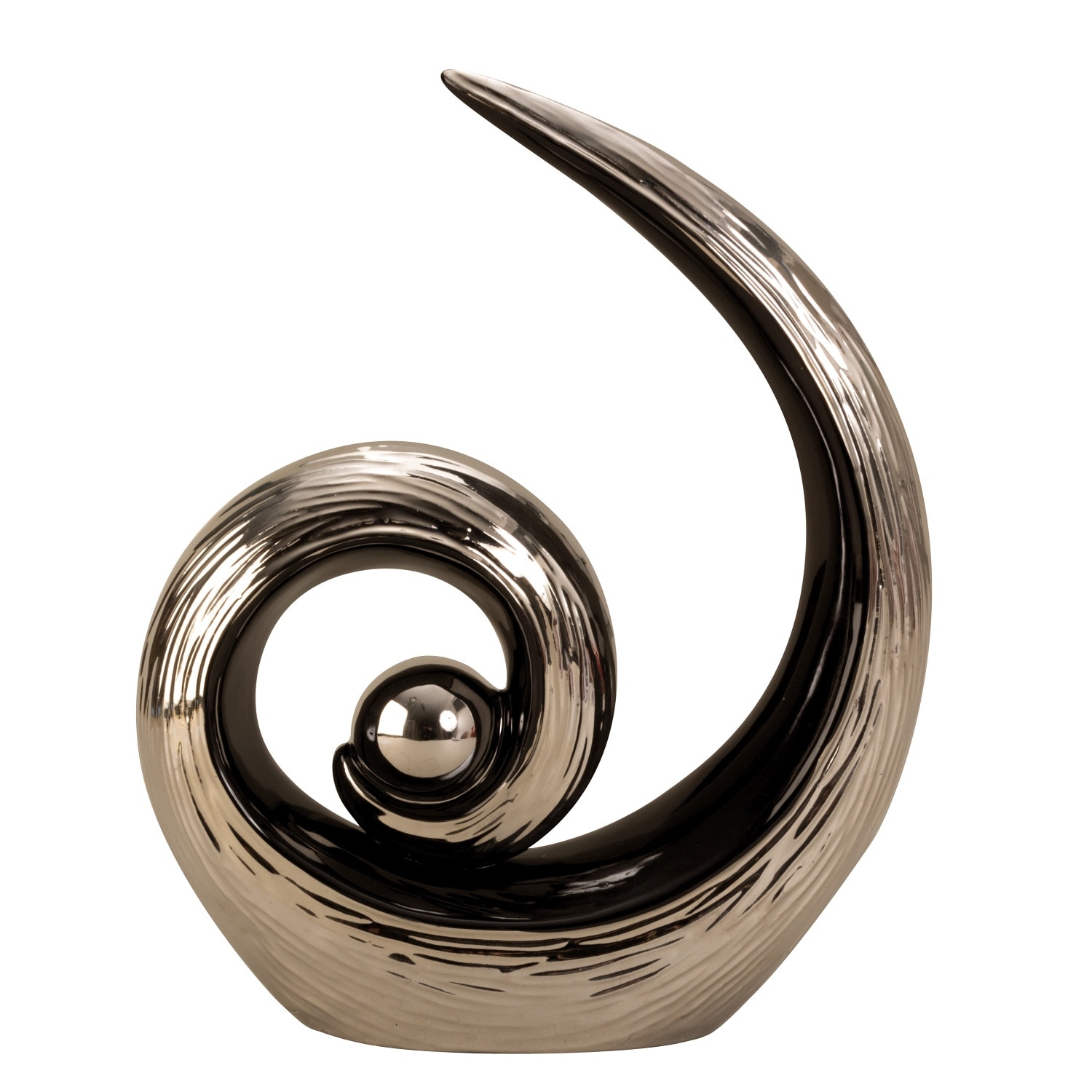 Decoratiune in forma de spirala, moderna cu bila, Neagra, 28x22 cm