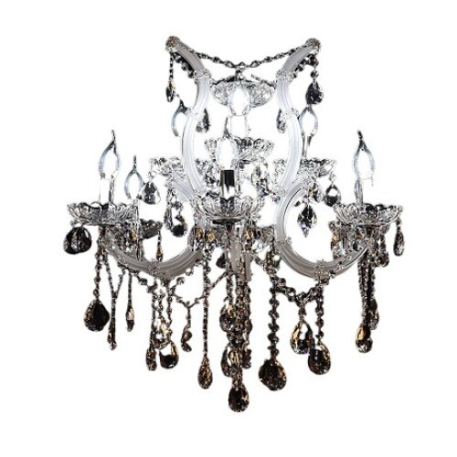 Lustra, Oliver, din metal si sticla, 60x66 cm, crom si alb