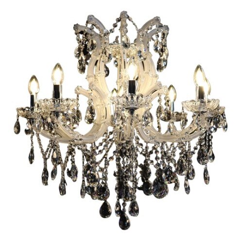 Lustra, Oliver, din metal si sticla, 65x70 cm, crom si alb