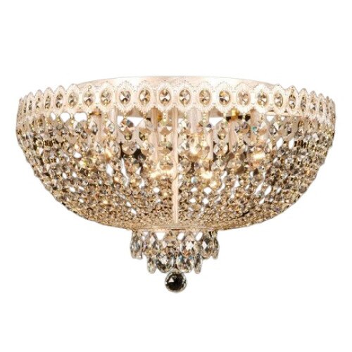 Lustra, Oliver, din metal si sticla, 63x45 cm, alb-auriu