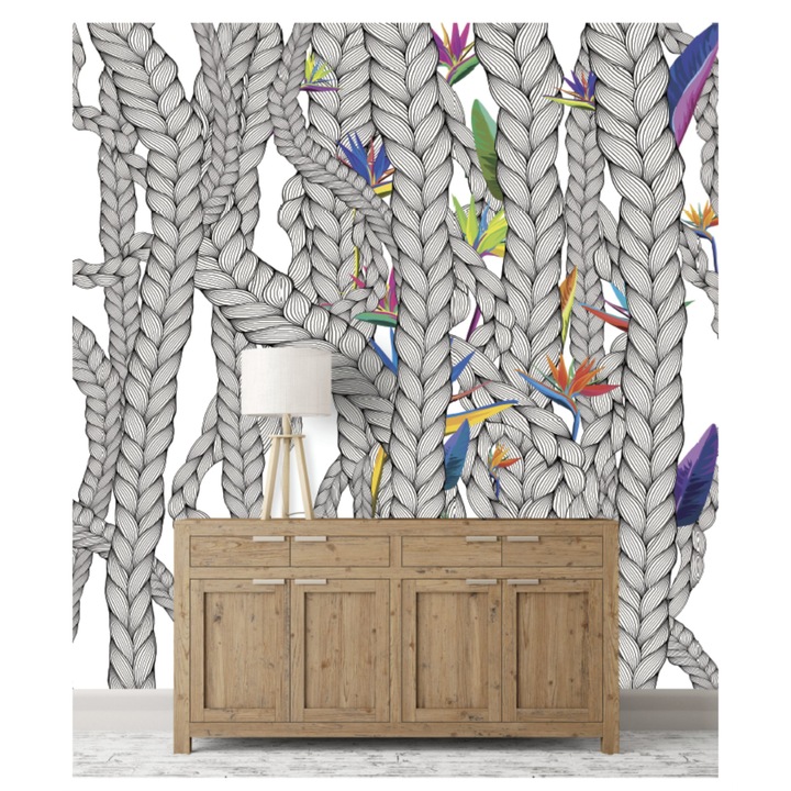 Tapet 3D, texturat, in relief - Weaves and flowers 310x280 cm