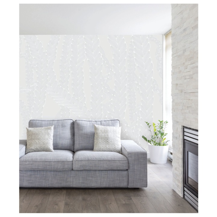 Tapet 3D, texturat, in relief - Weave white 310x280 cm