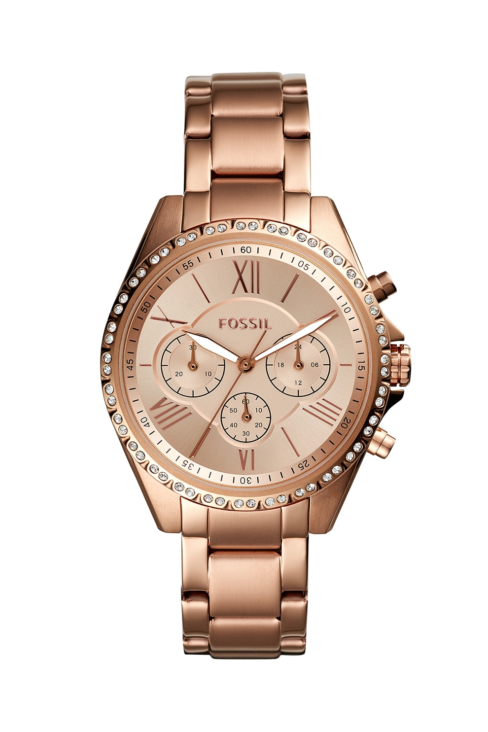 Fossil, Ceas cronograf de otel inoxidabil, Auriu rose