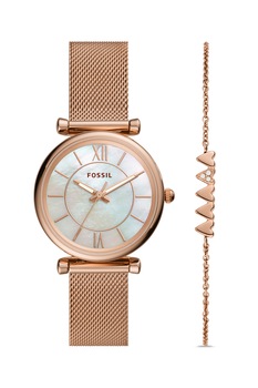 Fossil, Set de bratara si ceas quartz, Auriu rose Fossil, Set de bratara si ceas quartz, Auriu rose