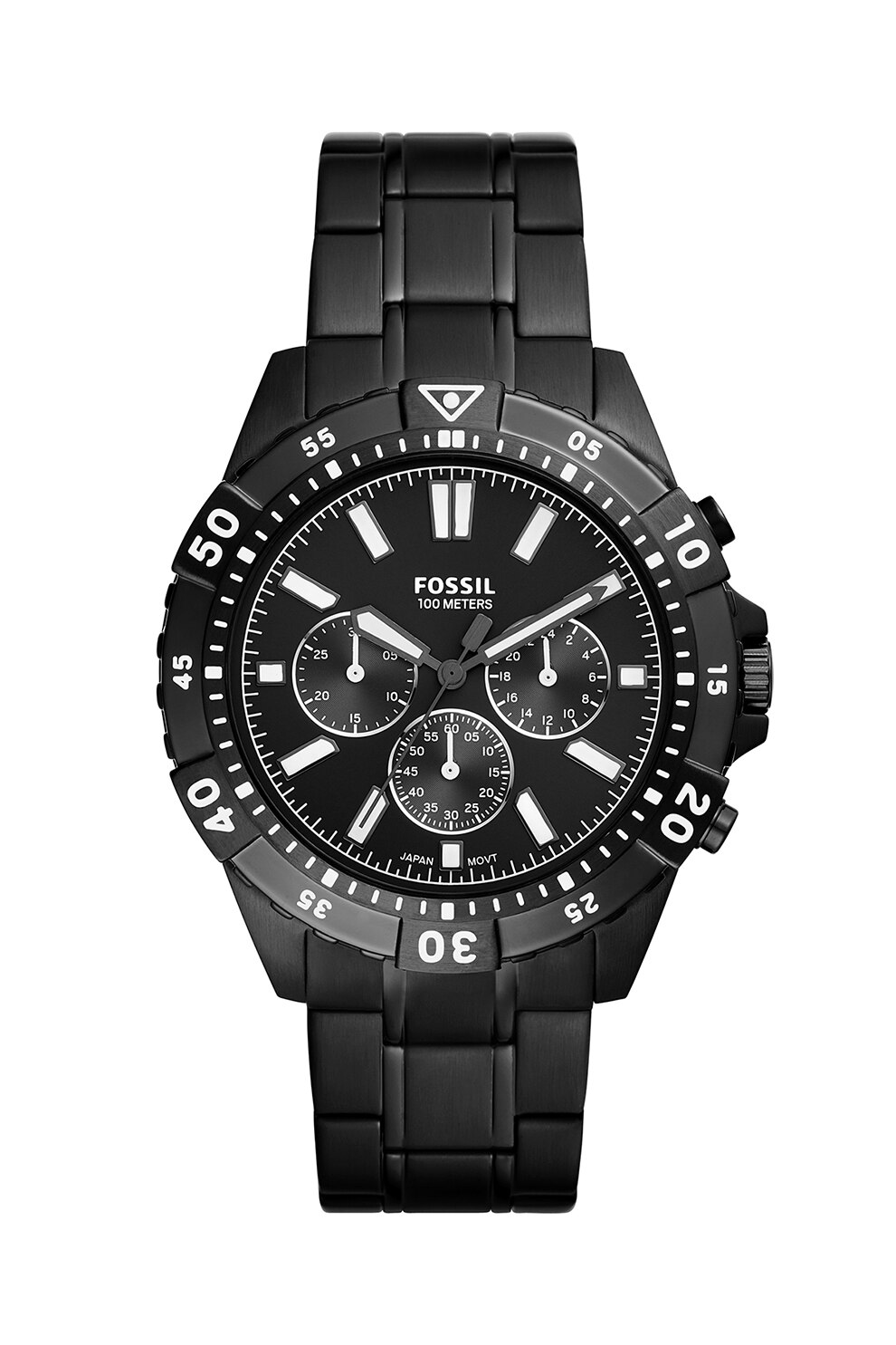 Fossil, Ceas cronograf din otel inoxidabil, Negru