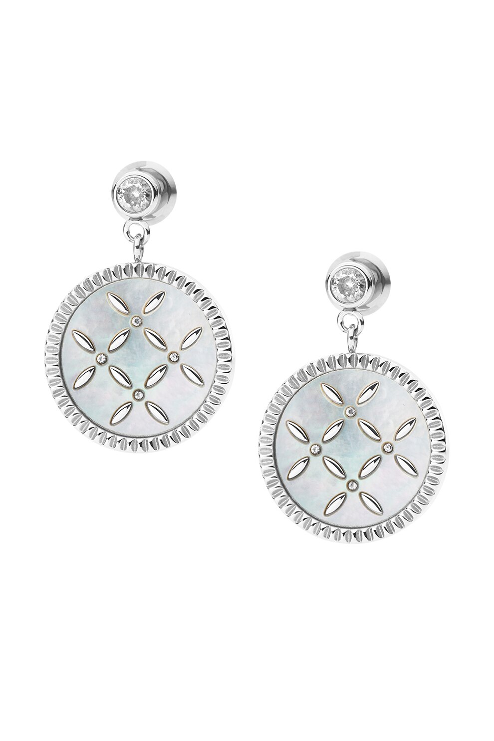 Fossil, Cercei drop din otel inoxidabil, Argintiu