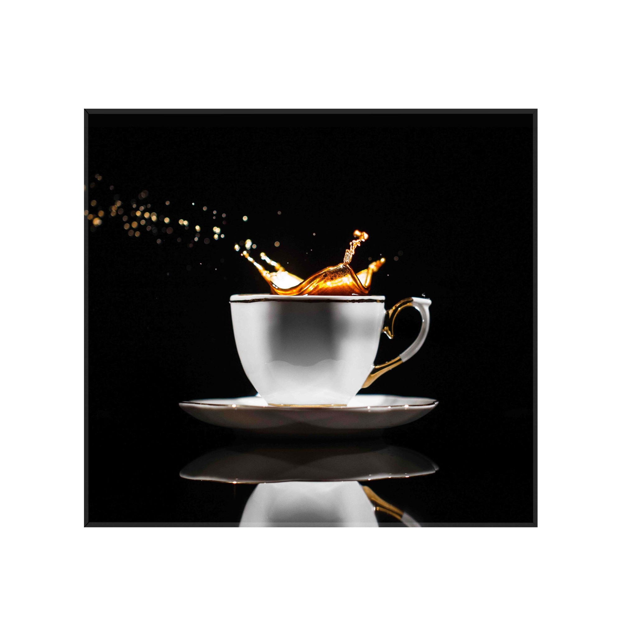Panou decorativ sticla bucatarie securizata Saint Gobain Glass, imprimata 65x60cm, protectie antistropire pentru aragaz, Ambra Deco, Ceasca alba cafea