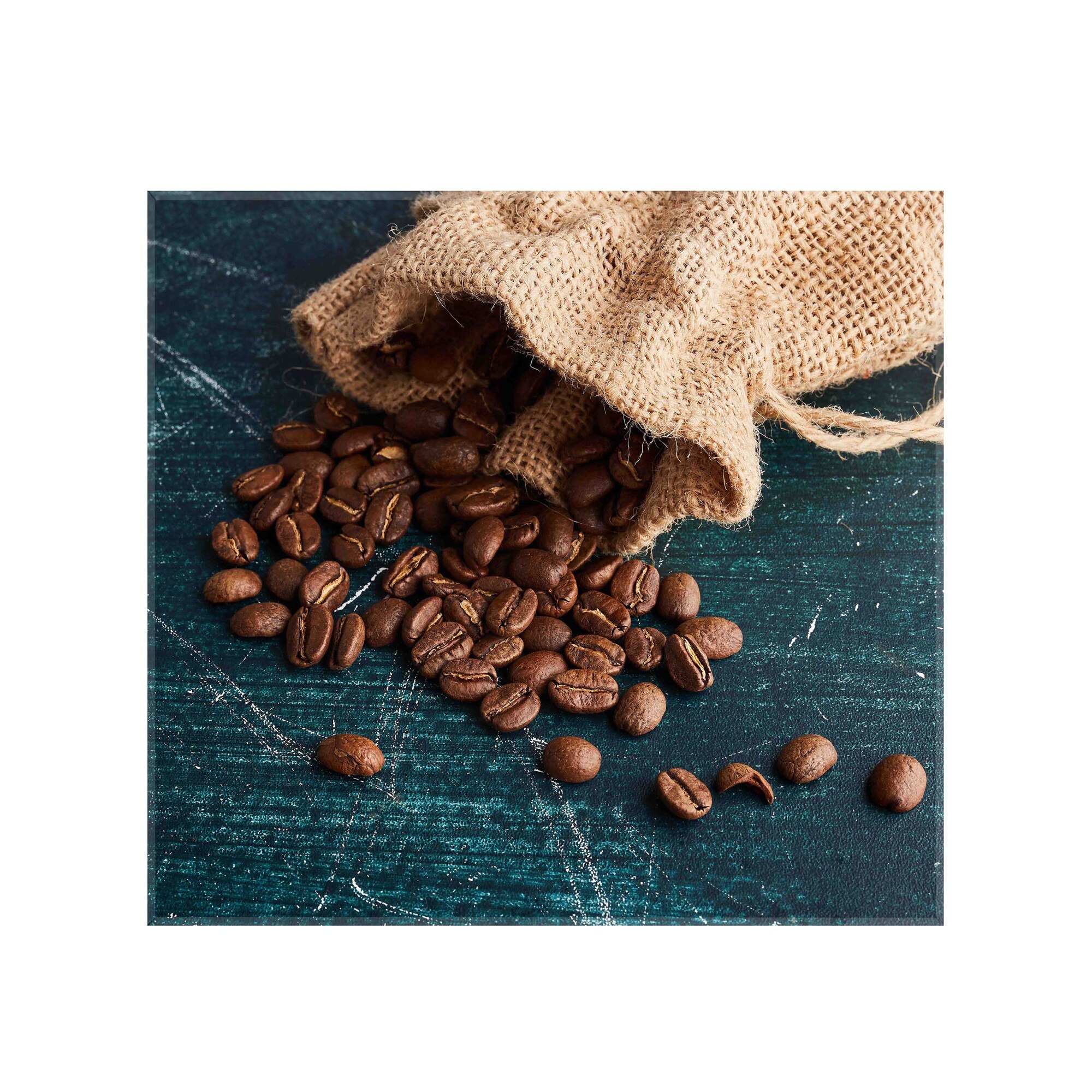 Panou decorativ sticla bucatarie securizata Saint Gobain Glass, imprimata 60x55cm, protectie antistropire pentru aragaz, Ambra Deco, Boabe cafea si iuta