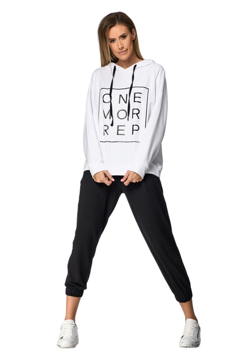 Hanorac dama, culoare alb, cu print, marime universala