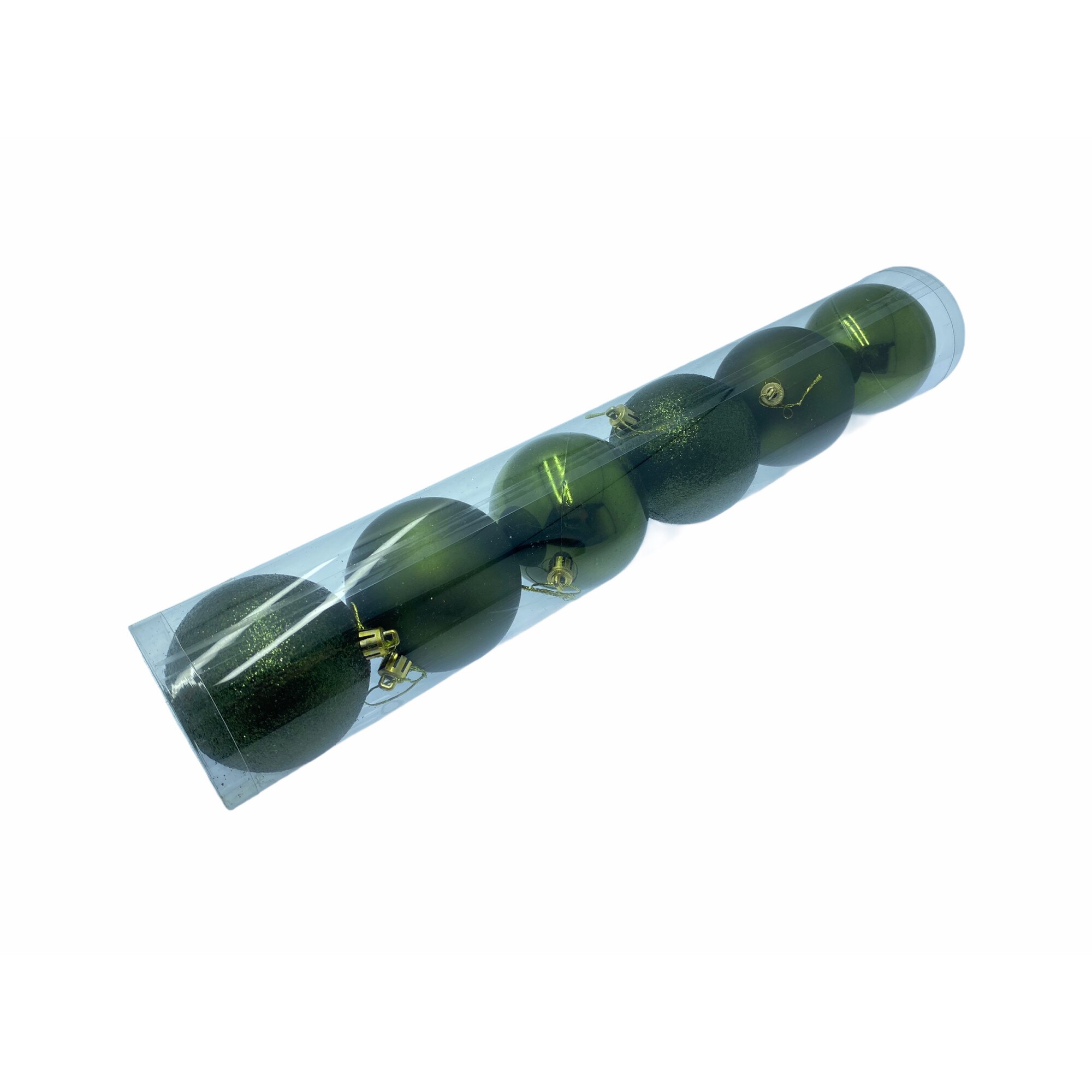 Set 6 globuri brad, Craciun, Atelier, Verde inchis, 8cm