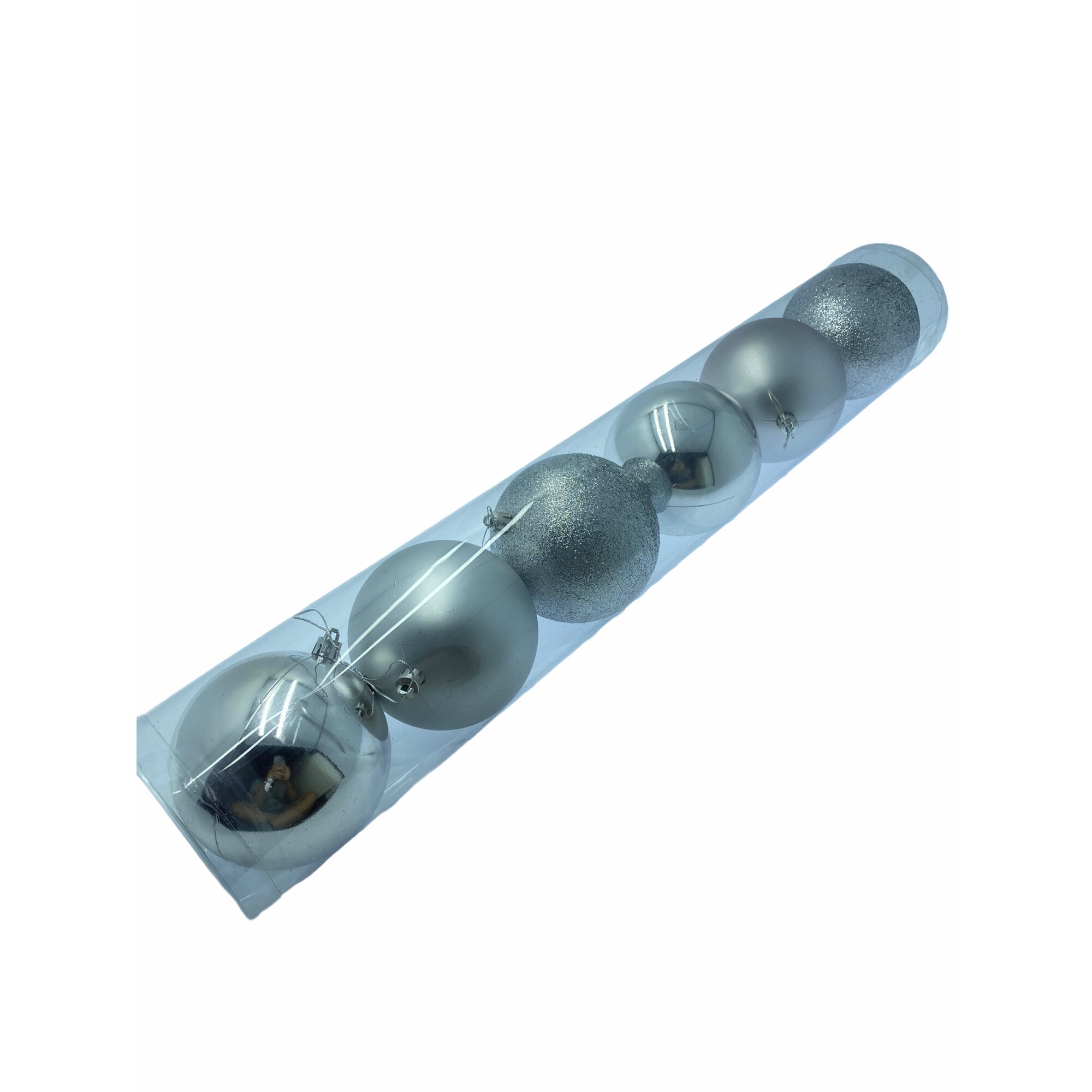 Set 6 globuri brad, Craciun, Atelier, Argintiu, 10cm