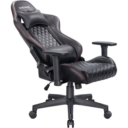 Scaun gaming Kring Aion, cu suport lombar si tetiera, PU, Negru/Maro