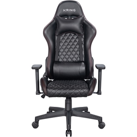 Scaun gaming Kring Aion, cu suport lombar si tetiera, PU, Negru/Maro