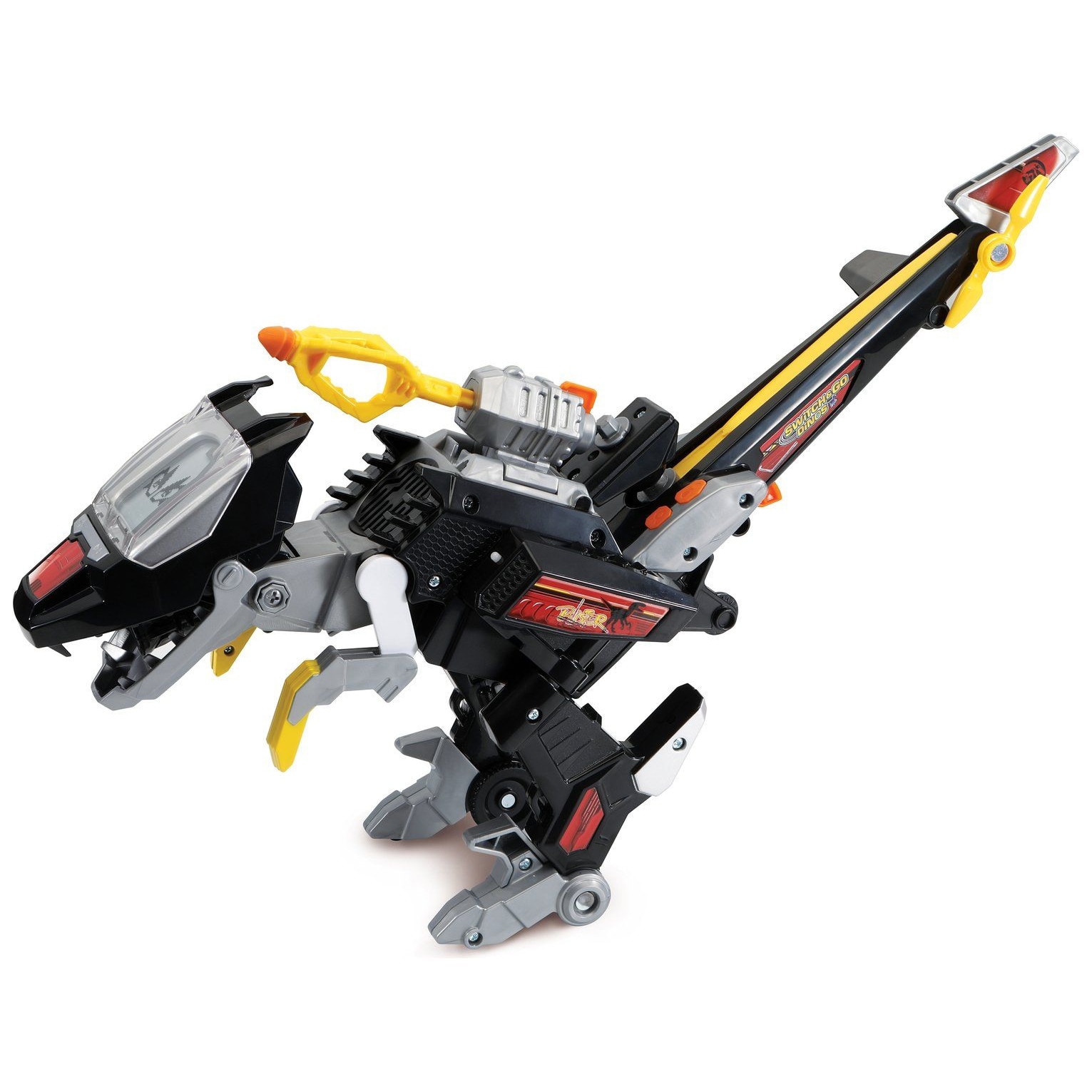 Jucarie Interactiva, Velociraptor, Dinozaur Transformabil in Elicopter, Ecran Lcd cu Animatii, Lumina de Cautare, Lanseaza Gheara, Elicea se Invarte, Efecte Sonore si Fraze in Engleza, Gri/Negru