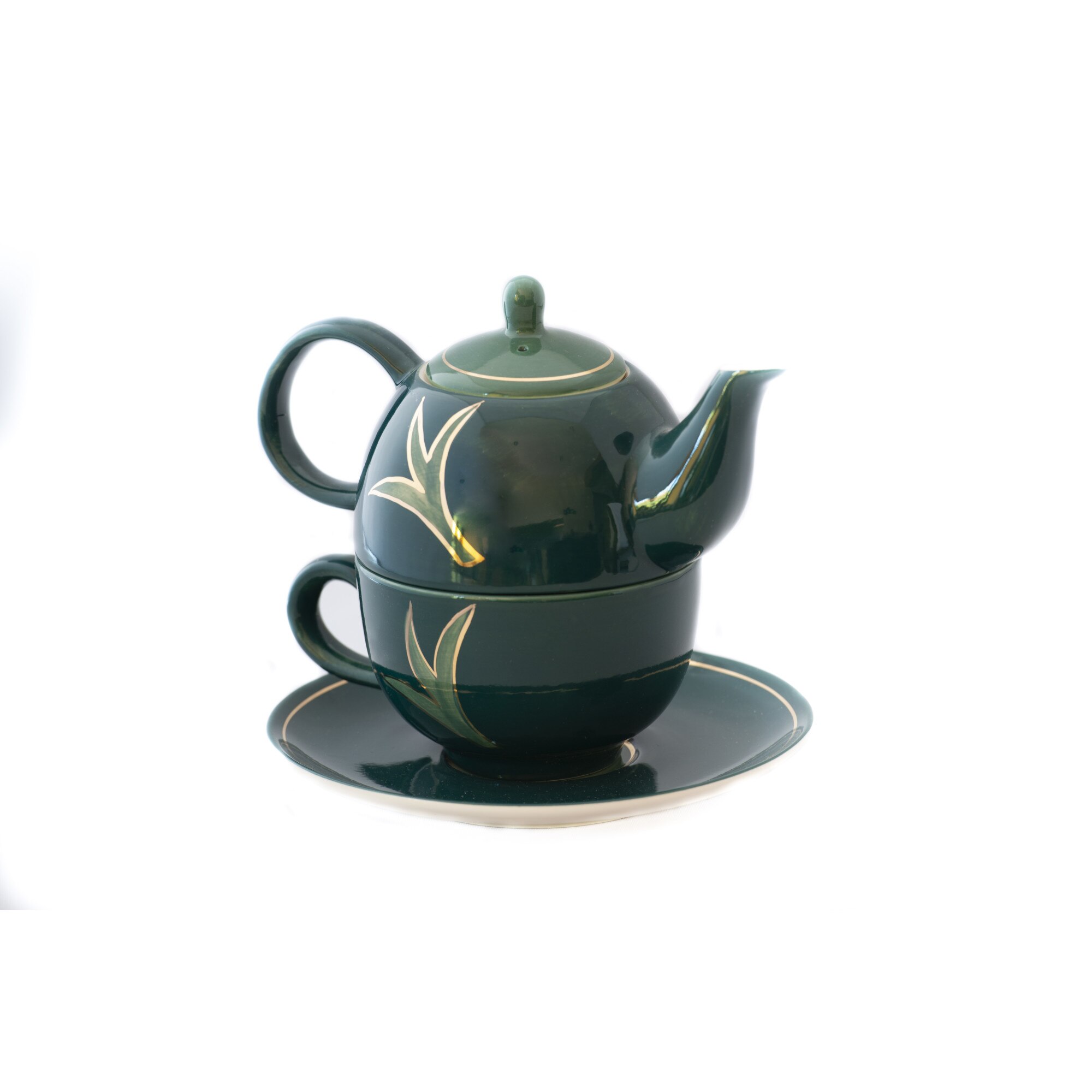 Set ceai Tea Leaf portelan , trei piese, Ceainic 0,4l, cana 0,2l