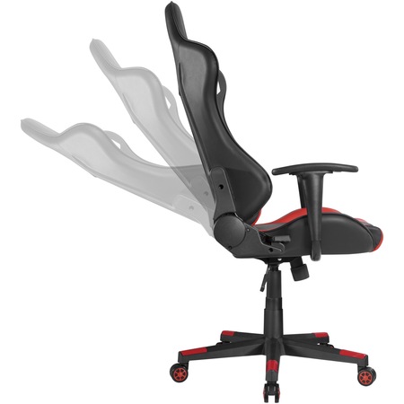 Scaun gaming Kring Adventure, cu suport lombar si tetiera, inclinare 150 grade, PU, Negru/Rosu