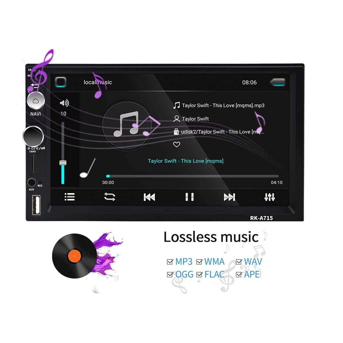 Navigatie Android 8.1, RK-A715 2Din mp3/mp5 player auto universal ...