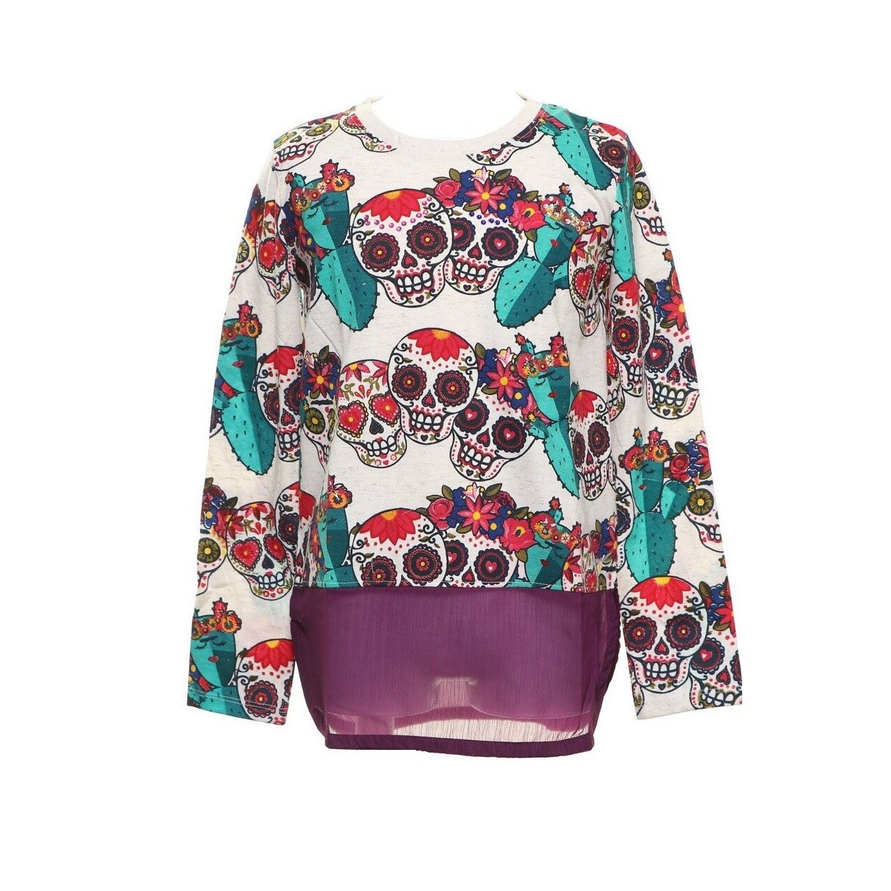 Bluza, Desigual 17WGTK40, Alb/Violet, 3-4 ani