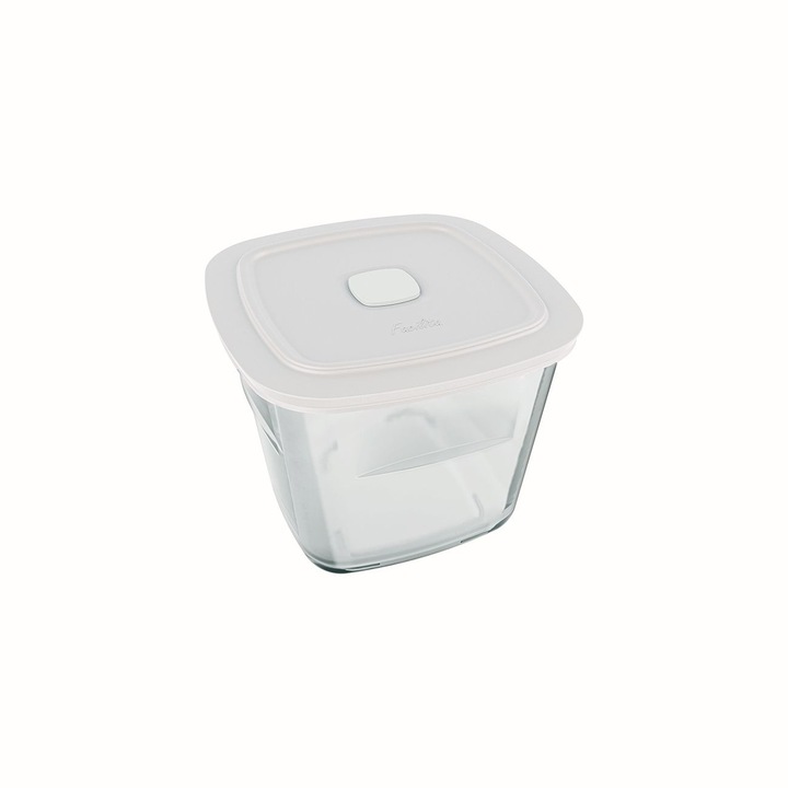 Cutie alimente cu capac ermetic, inalta, patrata, 1 litru, alba