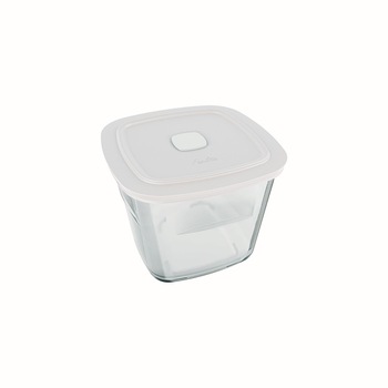 Cutie alimente cu capac ermetic, inalta, patrata, 1 litru, alba Cutie alimente cu capac ermetic, inalta, patrata, 1 litru, alba