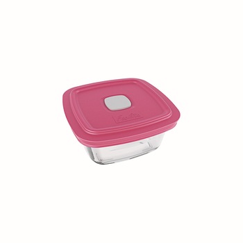 Cutie alimente cu capac ermetic, patrata, 500 ml, roz Cutie alimente cu capac ermetic, patrata, 500 ml, roz