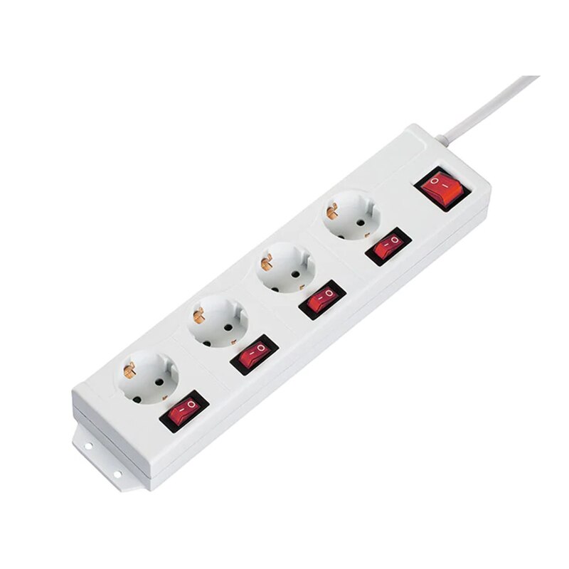 Prelungitor cu intrerupator Hama, 4 prize, 1.4 m, Alb