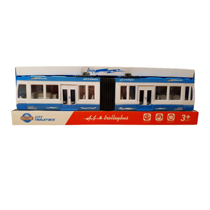 Tramvai City TrolleyBus, dimensiune 47x8 cm, Albastru