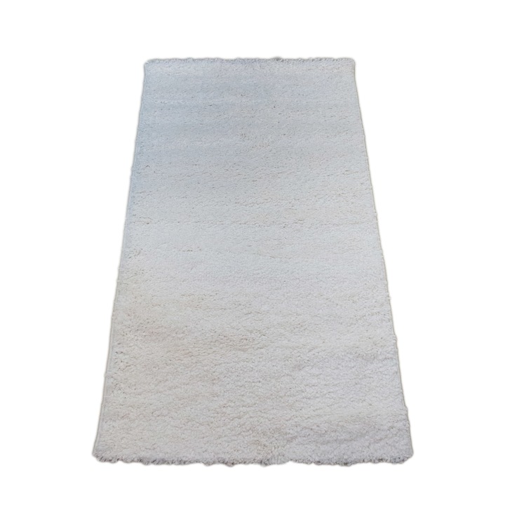 Модерен килим с дълга нишка Shaggy 1800, 200х300см, 100% мек полипропилен, грамаж 1700гр/м2, височина на нишката 3 см, тип уни, цвят бяло-крем