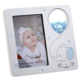 Rama foto lemn culoare alb cu bleu 10x15 cm Rama foto lemn culoare alb cu bleu 10x15 cm