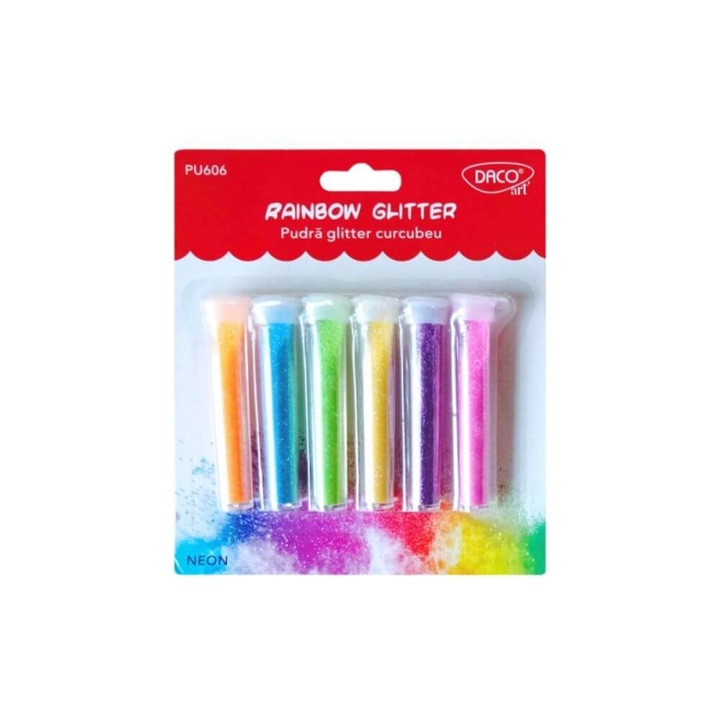 Pudra glitter set 6 curcubeu DACO