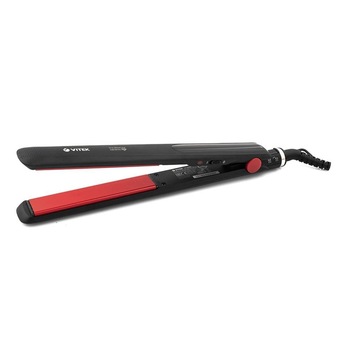 Placa de indreptat parul VITEK VT-8282, 44W, temperatura de incalzire 220 °С, acoperire ceramica cu turmalina, protectie impotriva supraincalzirii, tehnologie PTC Heating, Negru cu rosu Placa de indreptat parul VITEK VT-8282, 44W, temperatura de incalzire 220 °С, acoperire ceramica cu turmalina, protectie impotriva supraincalzirii, tehnologie PTC Heating, Negru cu rosu
